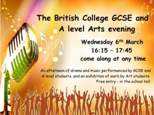 The British College GCSE and A level Arts evening